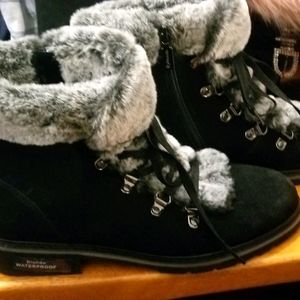 Womens leather and fur boots